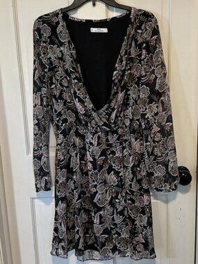 Mango Suit Collection Faux Wrap Neckline‎ floral dress size 10 Flowy feminine